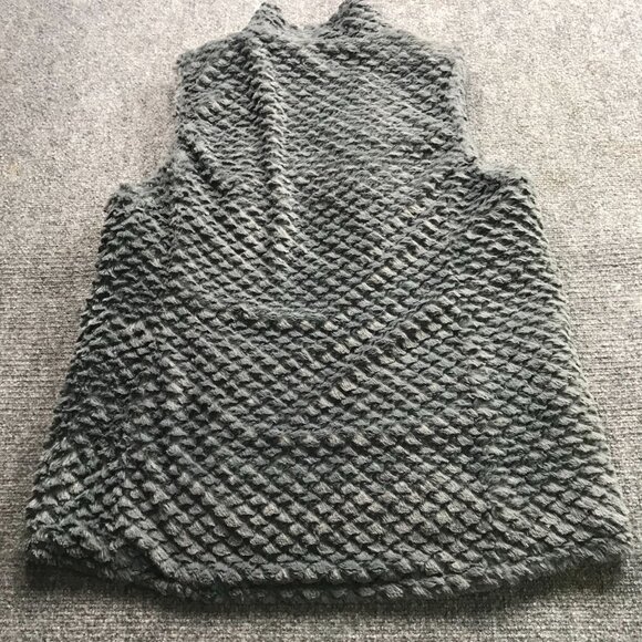 D&Co Vest Womens Medium‎ Gray Quilted Reversible Vest Faux Fur & Nylon Blend - Picture 9 of 11